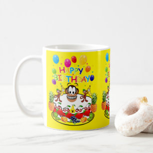 Mug Joyeux singe de gâteau à la confiture d'anniversai
