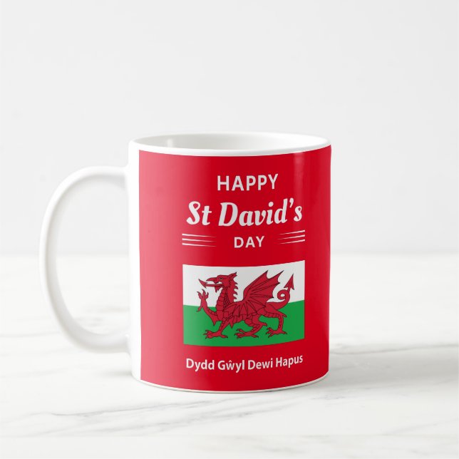 Mug Joyeux St David's Day Dydd Gala Gallois Dewi Hapus (Gauche)