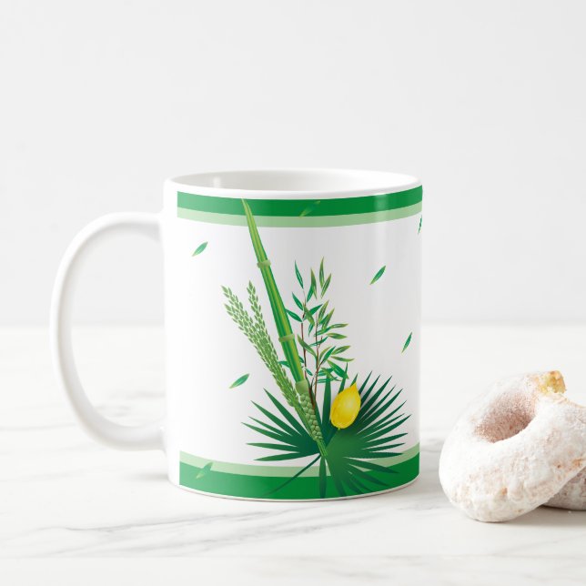 Mug Joyeux Sukkot Lulav et Motif d'aquarelle Etrog (Avec donut)