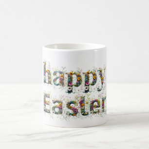 Mug Joyeux texte de Fleur sauvage décoratif de Pâques