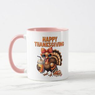 Mug Joyeux Thanksgiving dinde latte au goût de citroui