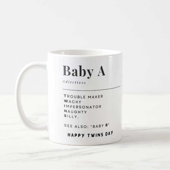 Mug Joyeux Twins Day Baby A et Baby B (Gauche)