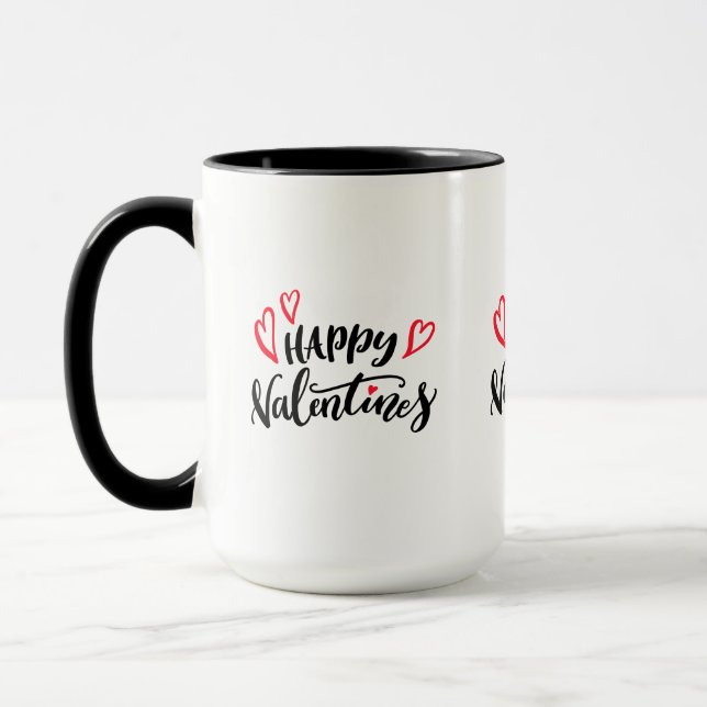Mug Joyeux Valentines à la main conception de typograp (Gauche)
