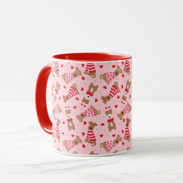 Mug Joyeux Valentines Day Welsh Wire Fox Terrier Chien (Devant gauche)