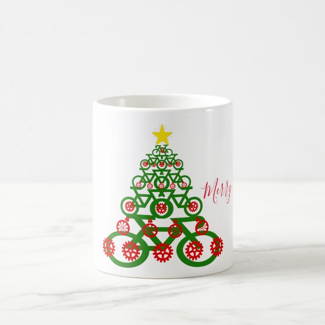 Mug Joyeux vélo de recyclage d'arbre de Noël (Centre)