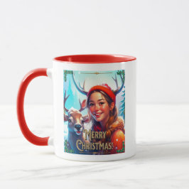 MUG JOYEZ NOËL REINDEER AVEC HEUREUSE FILLE