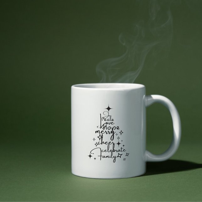 Mug Joyful Holiday Tree - Typographie Art Mots Festif (Créateur téléchargé)