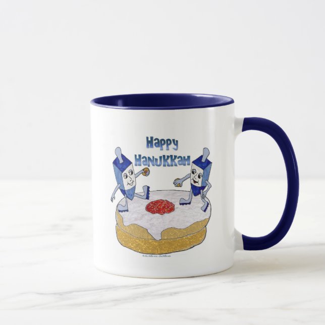 Mug Judaica Happy Hanukkah Dancing Dreidels (Droite)