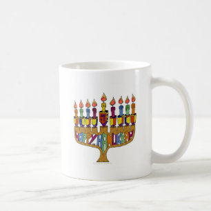 Mug Judaica Joyeux Hanukkah Toupie Menorah
