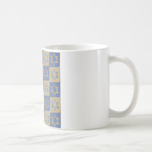 Mug Judaica Star de David Metal Gold Blue