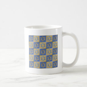 Mug Judaica Star de David Metal Gold Blue