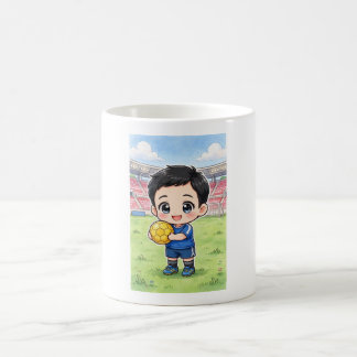 Mug Jugador de futbol Kawaii Chibi con Pelota Amarilla