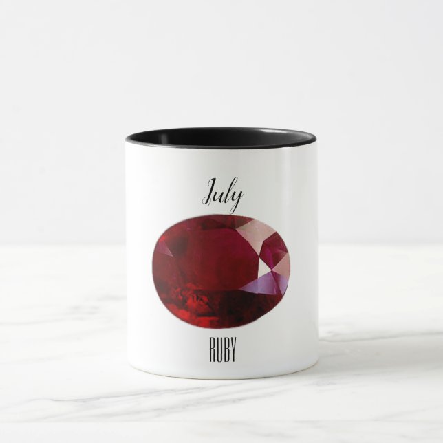 Mug Juillet Birthstone Ruby Gemstone Art (Centre)