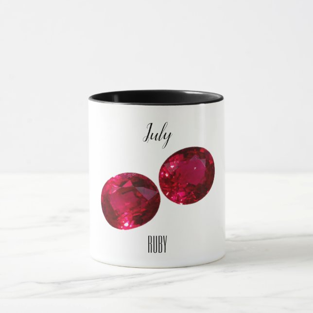 Mug Juillet Birthstone Ruby Gemstone Art (Centre)