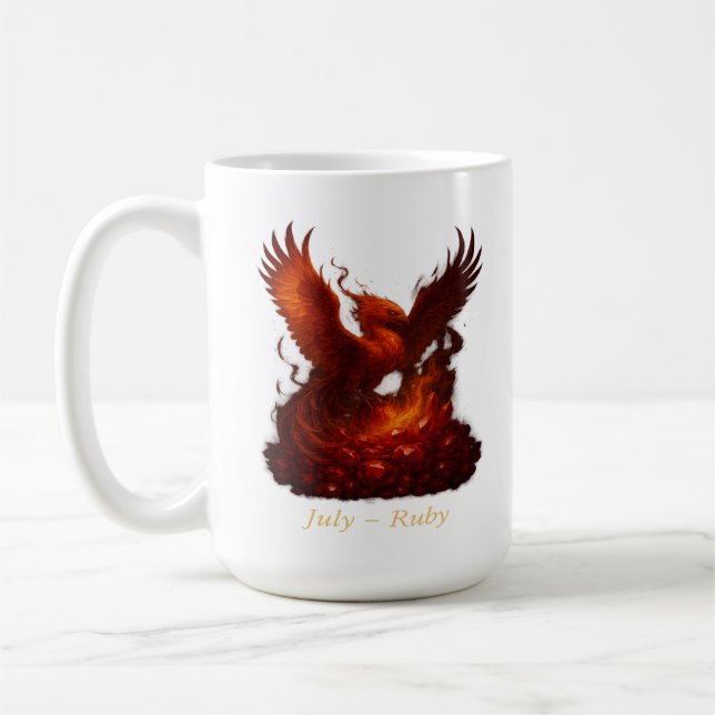 Mug Juillet Ruby - Phoenix et Pierre de naissance (Gauche)