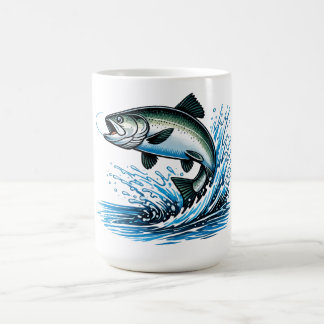 Mug Jumping Salmon Splash Gift for Fisherman Art