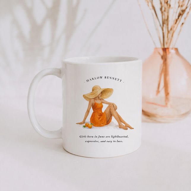 Mug June Birth Month Girl | Monogram  (Créateur téléchargé)