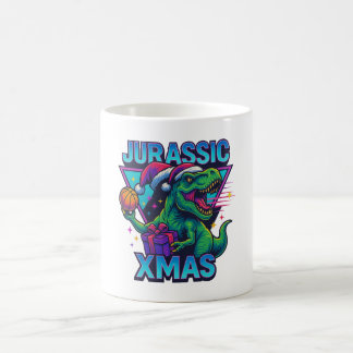 Mug Jurassic Xmas T-Rex - Rétro Néon Dinosaure Noël de