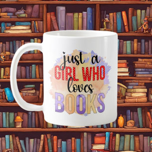 Mug just girl aime livres mot art ajouter monogramme