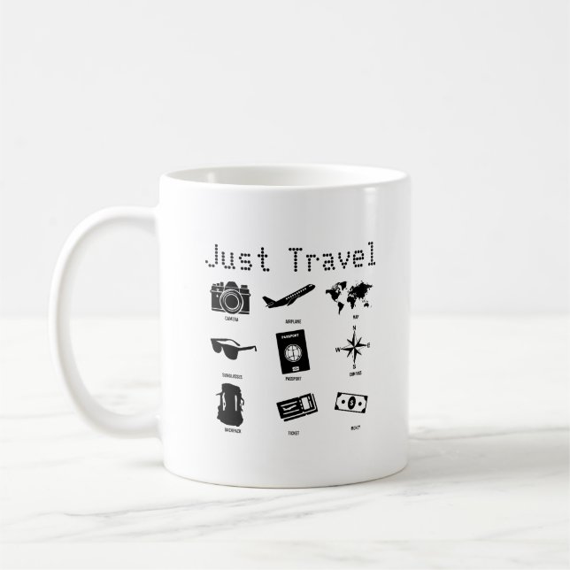 Mug Just travel - travel icons (Gauche)