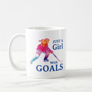 Mug Juste une fille avec des buts Hockey aquarelle