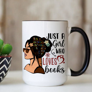 Mug JUSTE UNE FILLE, Livre Lover Floral Livres Lecture