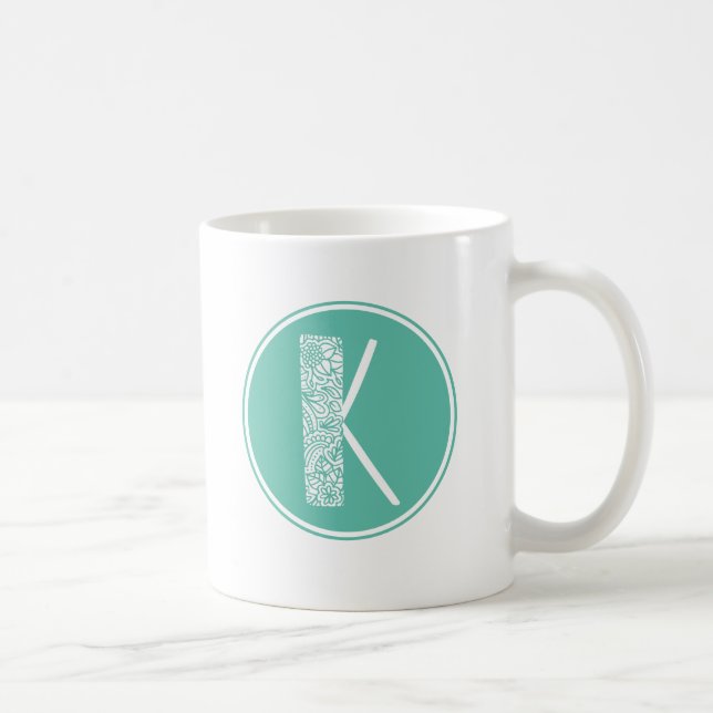 Mug K Monogramme floral initial (Droite)