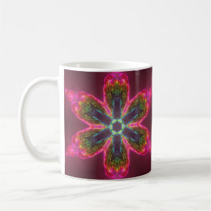 Mug Kaleidoscope psychédélique Fleur vert et rose