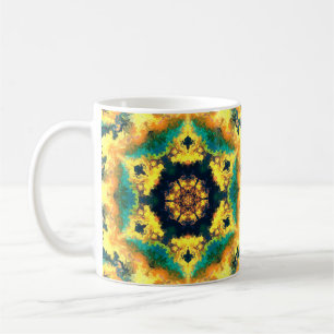 Mug Kaleidoscope psychédélique jaune bleu et vert