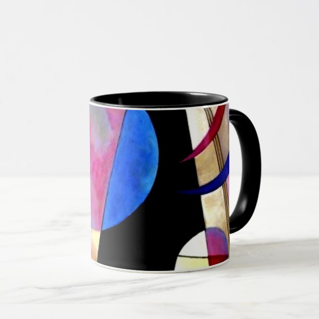 Mug Kandinsky - Cubisme Abstrait avec rose et blues (Devant droit)