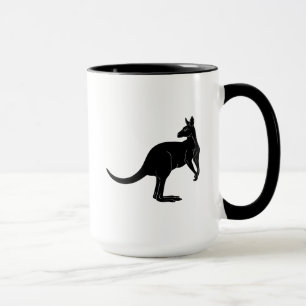 Mug Kangourou dans le minimalisme noir de couleur