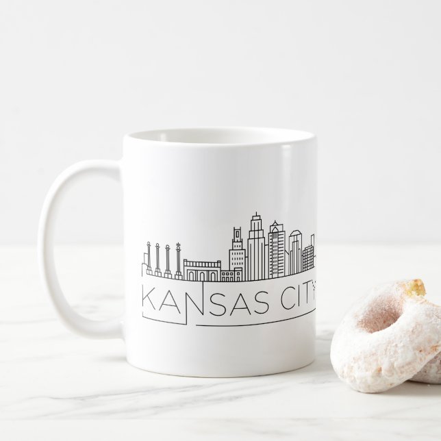 Mug Kansas City, Nebraska| Ligne Skyline Stylisée Vill (Avec donut)