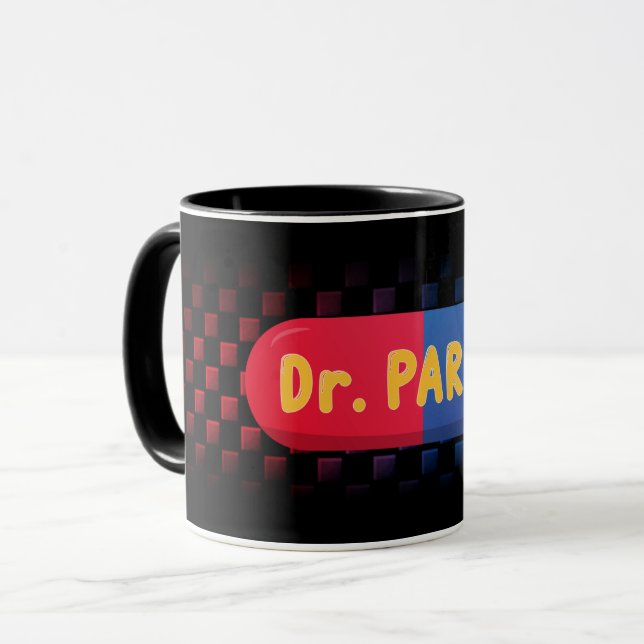 Mug Kapsel + Degradierter Damier  Tasse (Vorderseite Links)