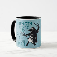 Karate Penguin Holding Sai Blue Motivational