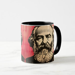 Mug Karl Marx dans le style d'illusion optique BAUHAUS