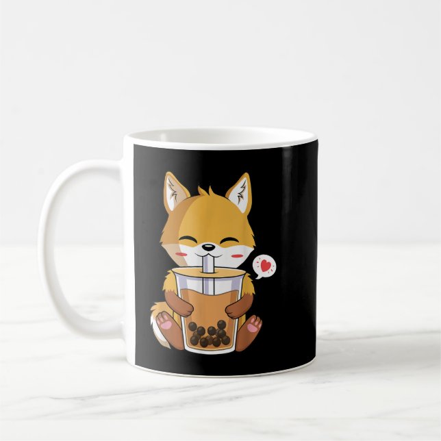Mug Kawaii Anime Fox Boire Boba Bubble Tea Lover (Gauche)