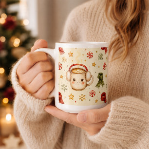 Mug Kawaii Canne à Sucre en Chocolat de Noël