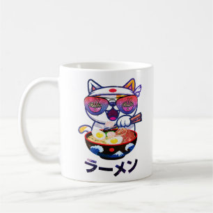 Mug Kawaii Chat Manger Ramen - Jolies nouilles japonai