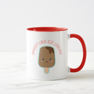 Mug Kawaii et bonbon aiment la crème glacée