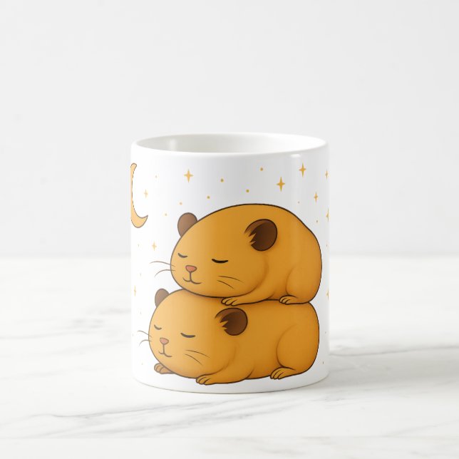 Mug Kawaii sleepy dreamy cozy cartoon hamster moon  (Centre)