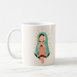 Mug Kawaii Virgin of Guadalupe with angel and prayer