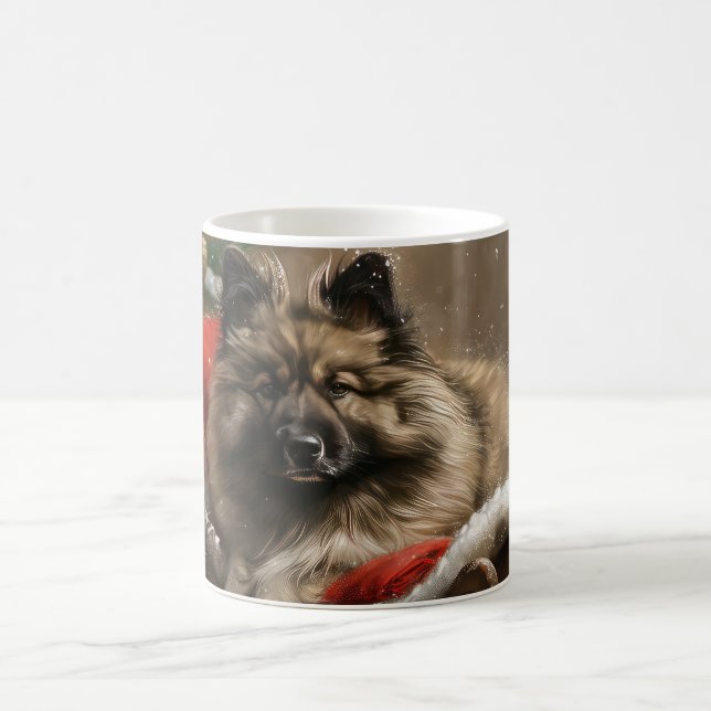 Mug keeshond Festive de Noël de chien (Centre)