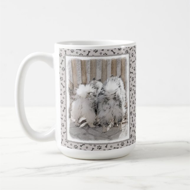 Mug Keeshonds at the Gate Painting - Original Dog Art (Gauche)