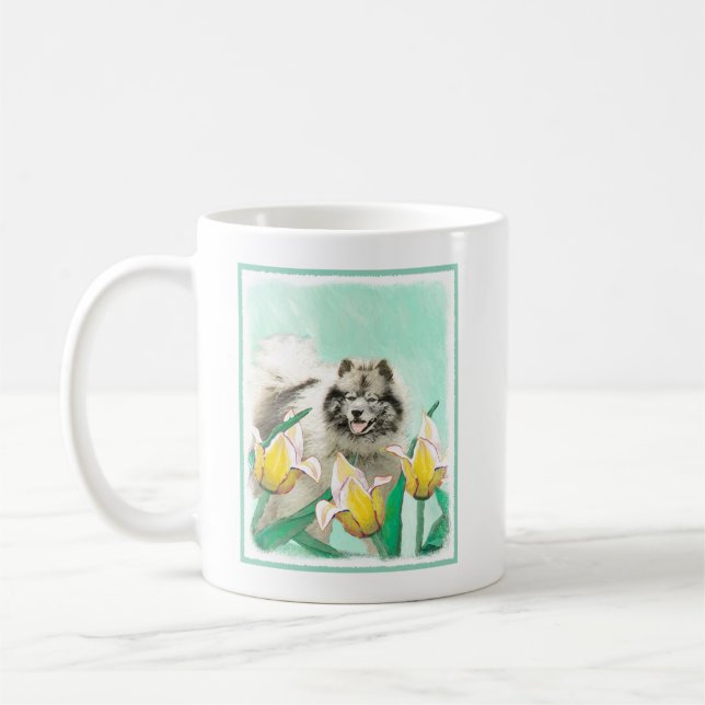 Mug Keeshony in Tulips Peinture mignonne Original Chie (Gauche)