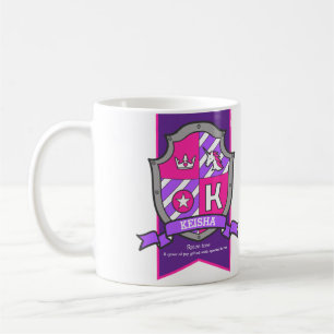 Mug Keisha nom signifiant chevalier rose violet lettre