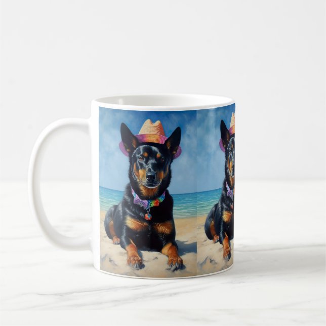 Mug Kelpie australienne sur la plage, cadeau d'été amo (Gauche)