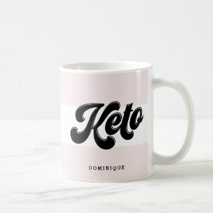 Mug Keto Black Retro Typographie de script rose