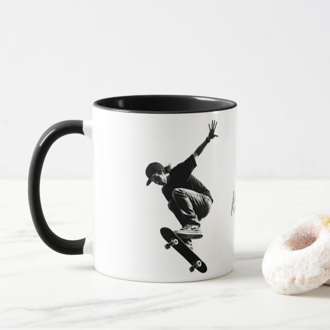 Mug Kickflip Vers L'Orbite Du Déjeuner (Avec donut)