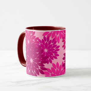 Mug Kimono floral moderne Imprimer, rose, fuchsia et v