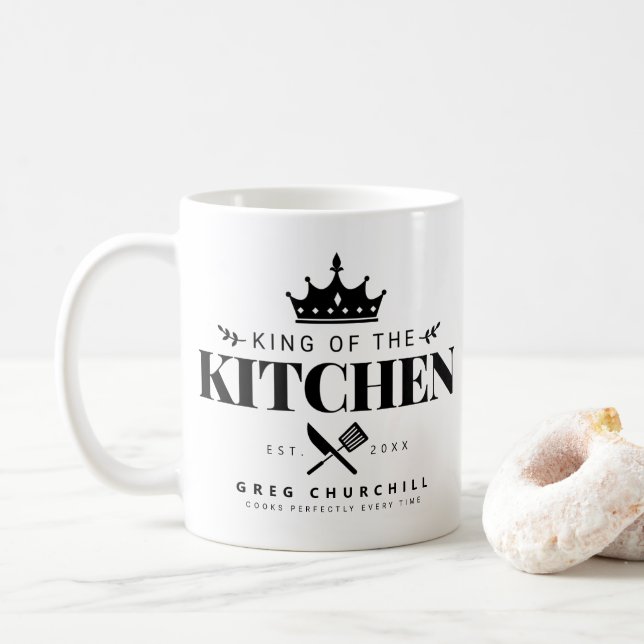 Mug King of the Kitchen Elegant Foodie Men with Name (Avec donut)